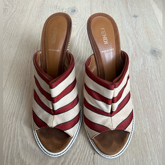 Fendi Striped Satin Mules / Heels IT 39 / US 9 - Picture 4 of 16